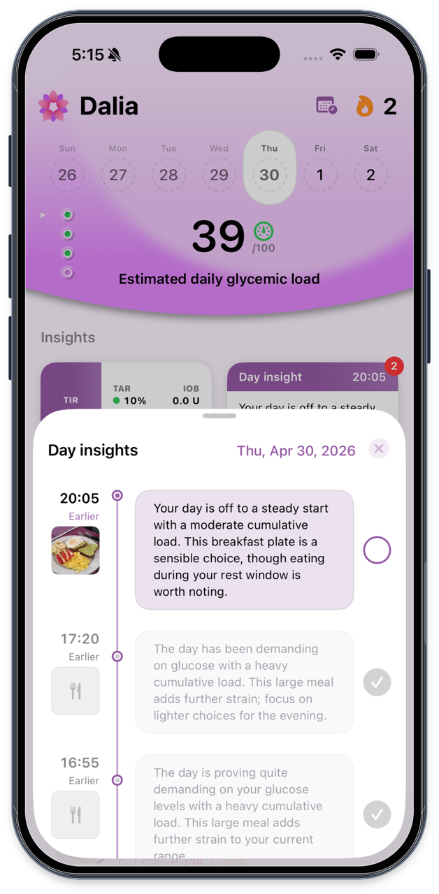 Dalia daily summary with clear explanations